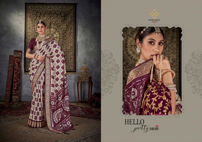 Smart look Vol 12 Shubh Shree Velvet Tusser Silk Designer Sarees Wholesale Online